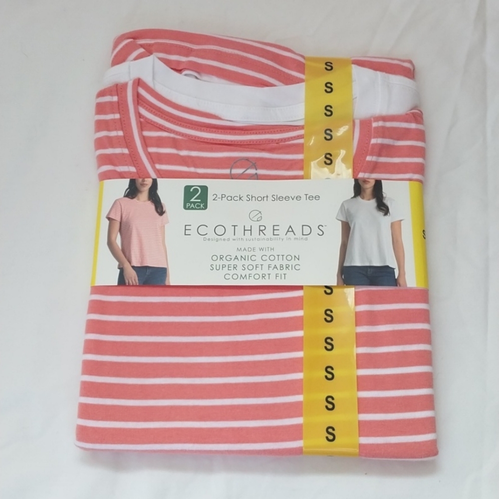 2-Pack Ladies ECOTHREADS Short Sleeve Tees 100% Organic Cotton